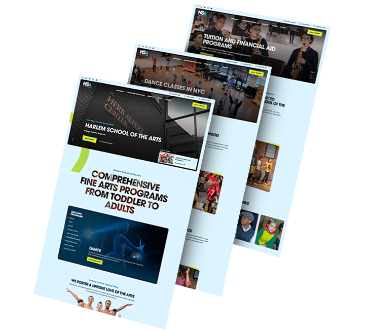 A collage of three images showing HSA's website pages