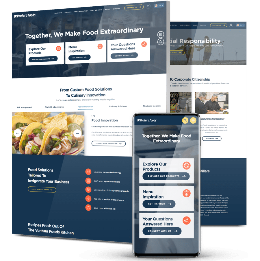 ventura-foods-design Image showing Ventura Foods' website design