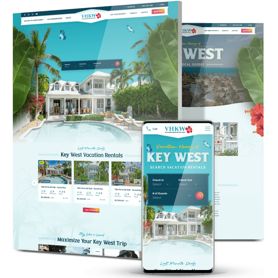 vhokw-showcase-slide Image showing Vacation Homes Of Key West website design