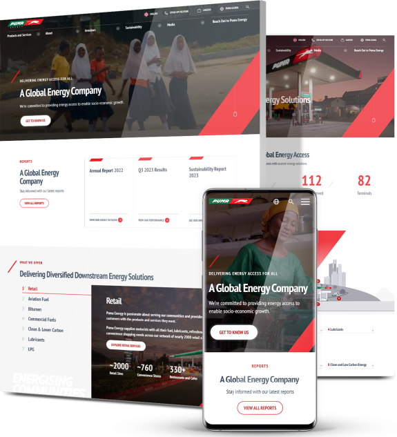 Image showing Puma Energy's website design on desktop and mobile