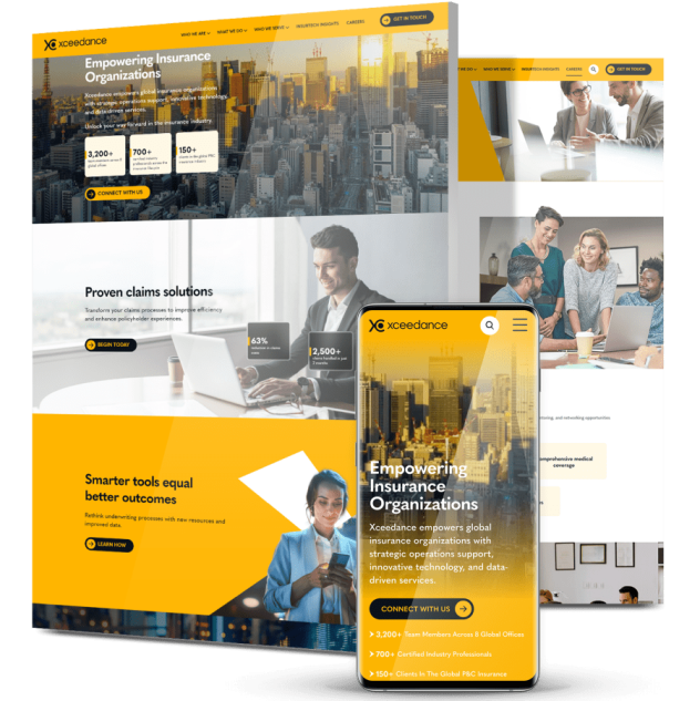 Image showing Xceedance's website design on desktop and mobile