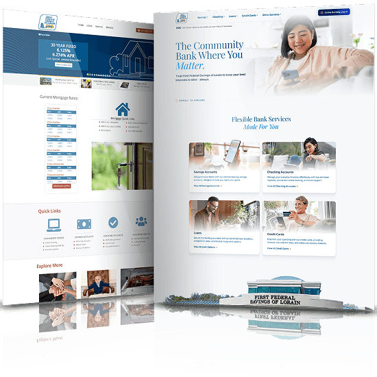 Image showing the before and after of First Federal Saving's website design