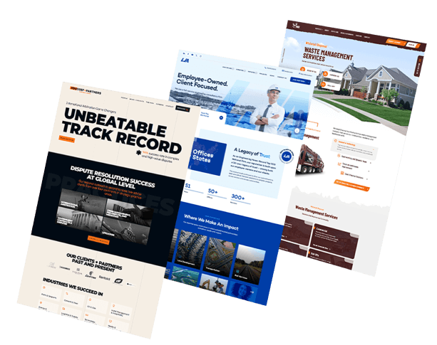 Three stacked images of Digital Silk's web design projects