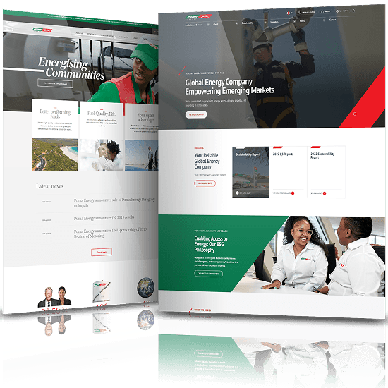 Image showing the before and after of Puma Energy's website design