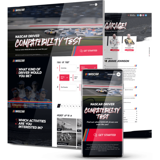 Image showing Nascar's website design on desktop and mobile