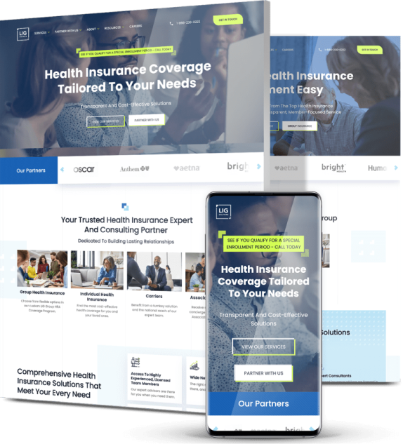 Image showing LIG Solutions' website on desktop and mobile