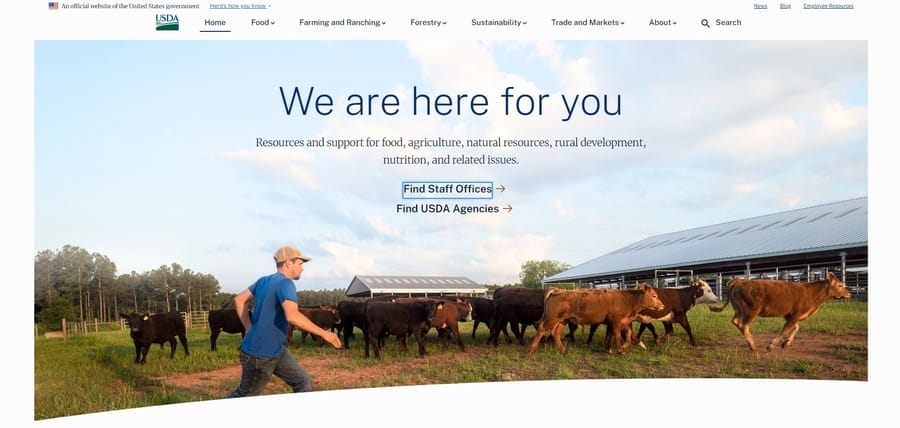 Building 508-Compliant Websites: Guide For Public Agencies 1 USDA website screenshot
