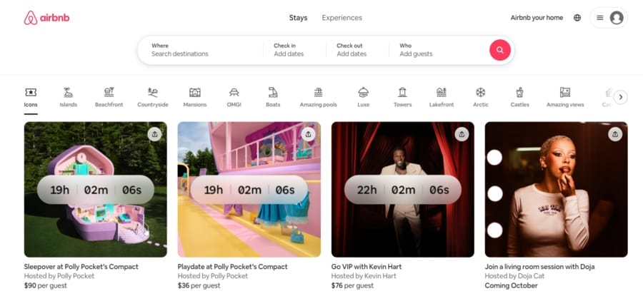 10 Types Of eCommerce Websites & Business Models 9 Airbnb website screenshot