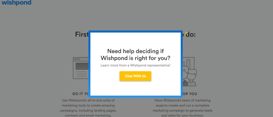 21 B2B Lead Generation Strategies That Drive Conversions 4 Screenshot of WishPond exit-intent pop-up alert as a ways to attract leads