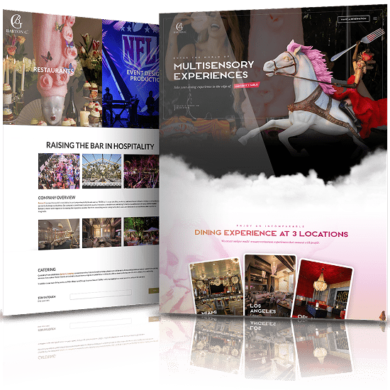 Image showing the before and after of Barton G's website design