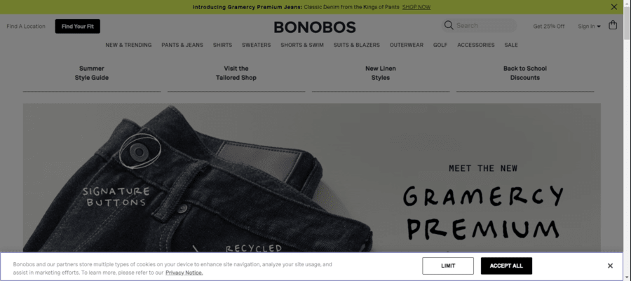 30 Stunning Website Pop-Up Examples From Experts 3 Bonobos website screenshot