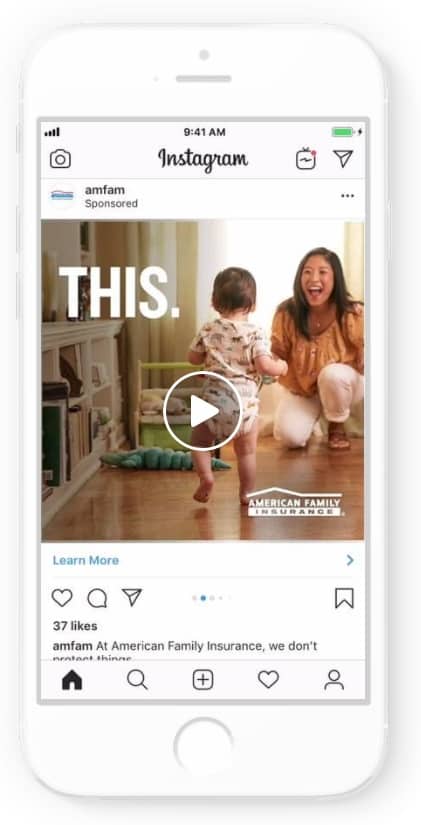 Top Instagram Ad Examples For B2C Retail & The Best Practices That Drove Their Results 4 Instagram ad example: American Family Insurance
