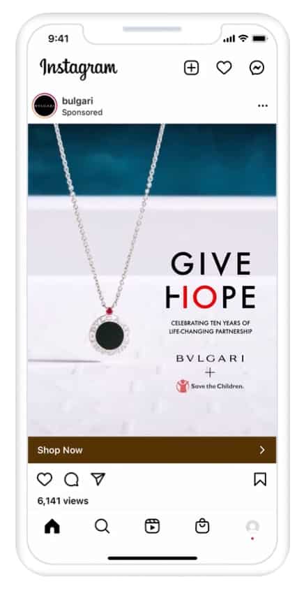 Top Instagram Ad Examples For B2C Retail & The Best Practices That Drove Their Results 2 Instagram ad example: Bulgari