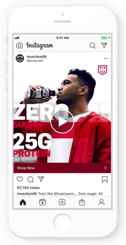 Top Instagram Ad Examples For B2C Retail & The Best Practices That Drove Their Results 9 Instagram ad example: Muscle Milk