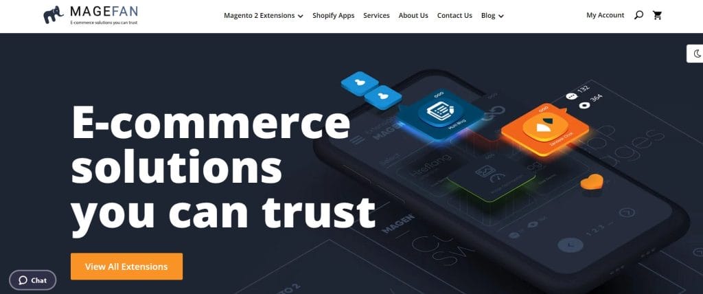 Top Tips & Extensions To Optimize Magento Performance & Boost Site Speed 5 Screenshot of MageFan's website homepage