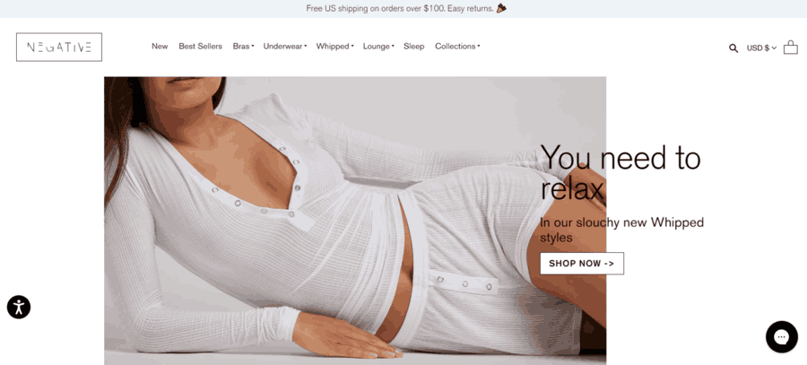 30 Best Shopify Store Examples For Inspiration 1 Negative Underwear website screenshot
