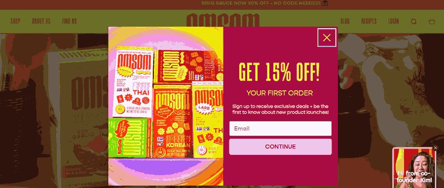 30 Stunning Website Pop-Up Examples From Experts 31 Omsom website screenshot