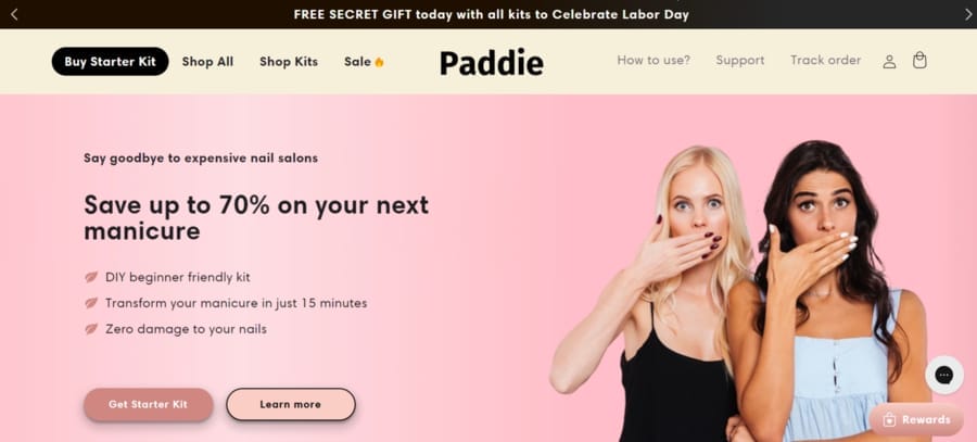 30 Best Shopify Store Examples For Inspiration 21 Paddie Nails website screenshot