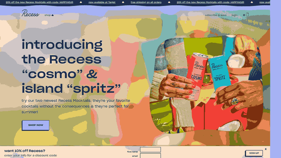 30 Stunning Website Pop-Up Examples From Experts 35 Recess website screenshot