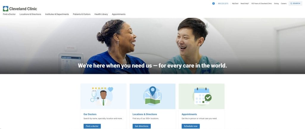 15 Healthcare Marketing Strategies For 2025 ROI 1 Cleveland Clinic homepage screenshot