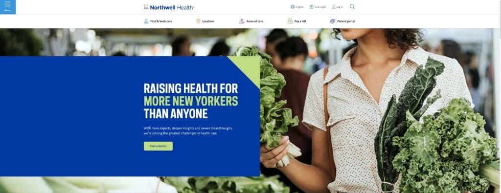 15 Healthcare Marketing Strategies For 2025 ROI 3 Northwell Health homepage screenshot