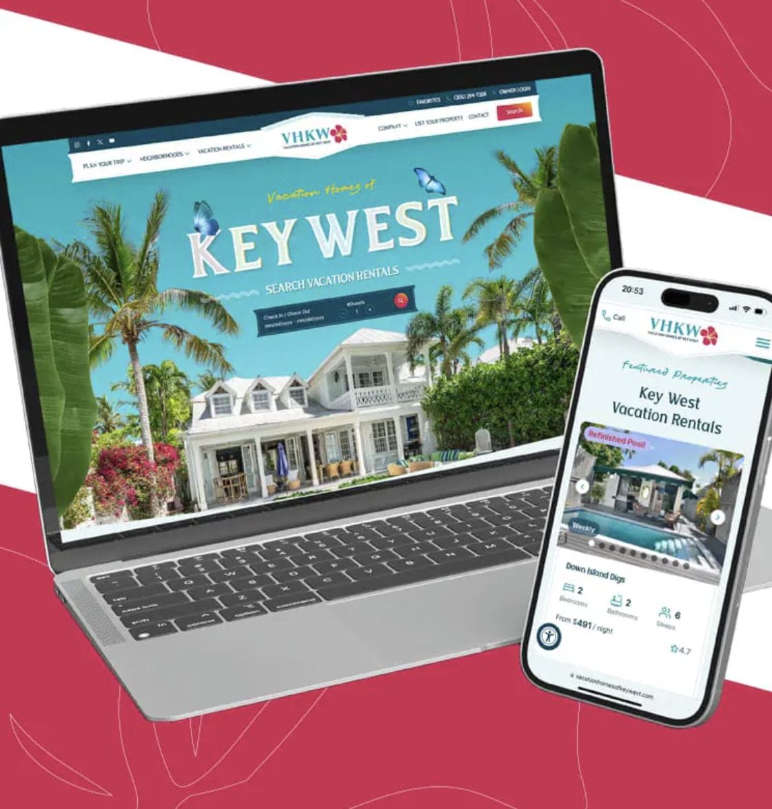 Vacation Homes of Key West responsive website design presentation