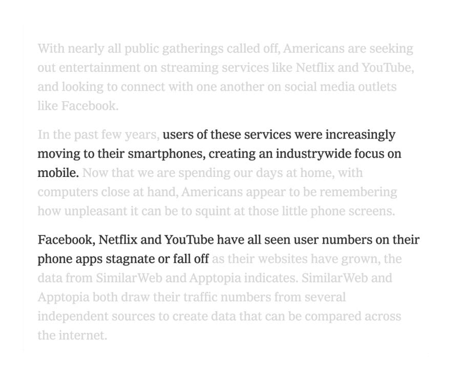 Online Shopping Habits Post-COVID-19: 4 Changes In User Behavior & How eCommerce Businesses Should Adjust 3 Shopping habits: Screenshot New York Times about streaming movie platforms