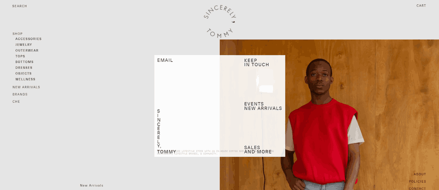30 Stunning Website Pop-Up Examples From Experts 25 Sincerely, Tommy website screenshot