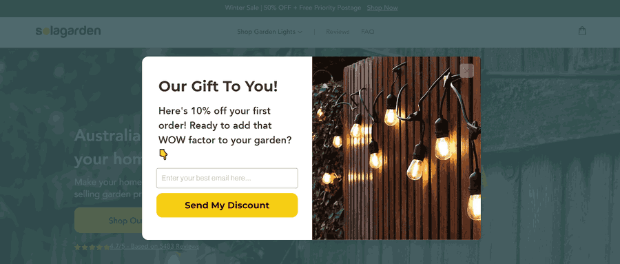 30 Stunning Website Pop-Up Examples From Experts 28 Sola Garden website screenshot