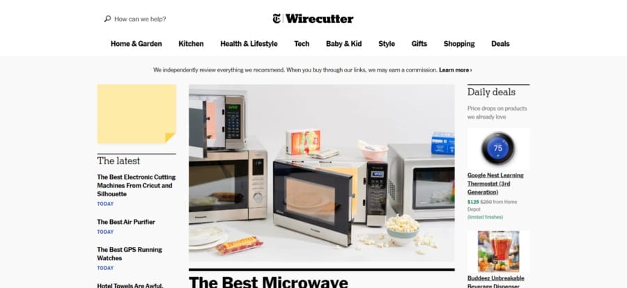 10 Types Of eCommerce Websites & Business Models 8 Wirecutter website screenshot