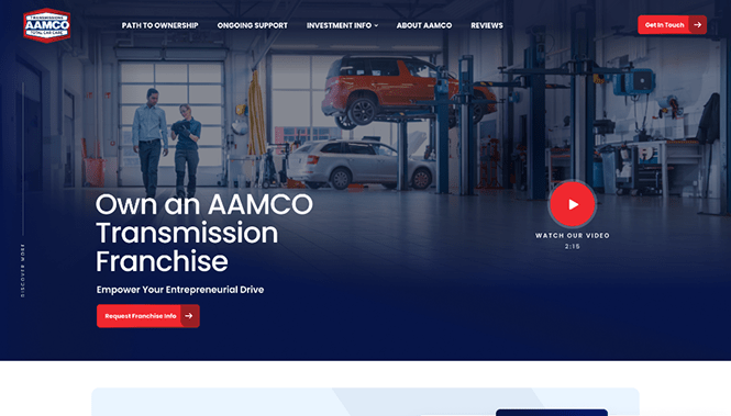 Custom Web Development 19 Automotive franchise website design with service center visuals, call-to-action, and informational sections