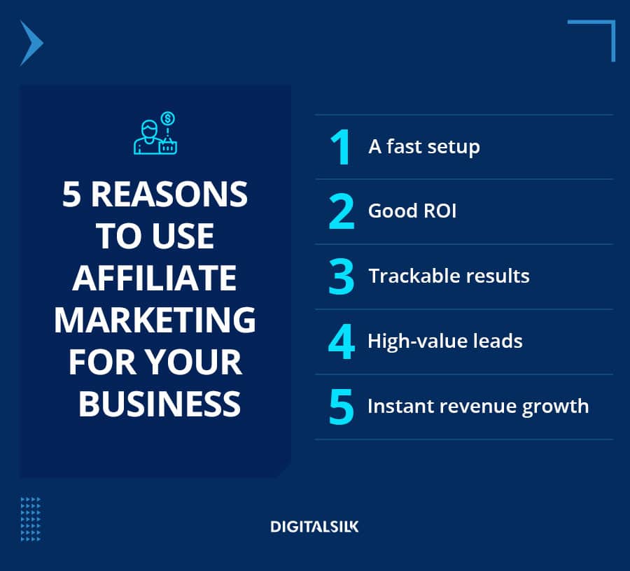 Affiliate vs. Influencer Marketing: What Is The Difference & Which One Would Benefit Your Brand? 2 A custom mage to showcase 5 reasons for using affiliate marketing