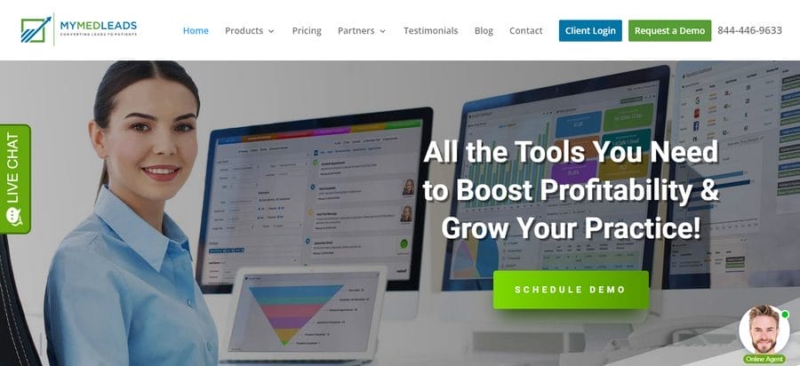 Artificial Intelligence In Business: Benefits, Impact & 6 Industry Examples 5 MyMedLeads website homepage screenshot