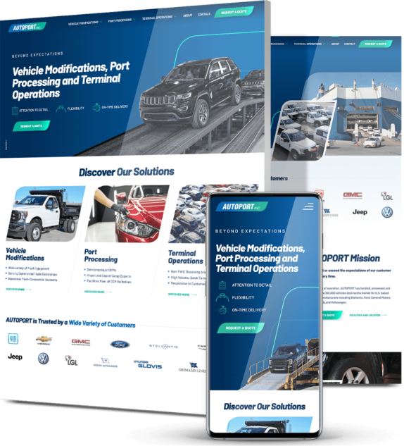 Image showing Autoport's website design on desktop and mobile