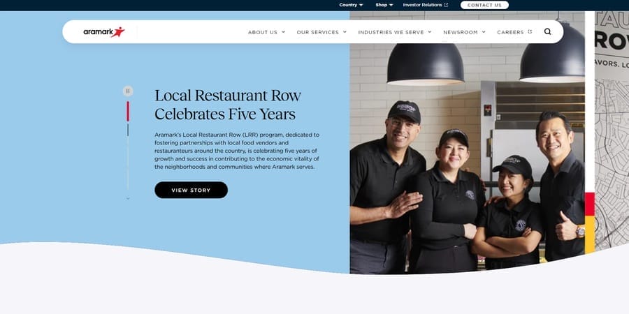 10 Steps To Building A Winning B2B Branding Strategy 3 Aramark website screenshot