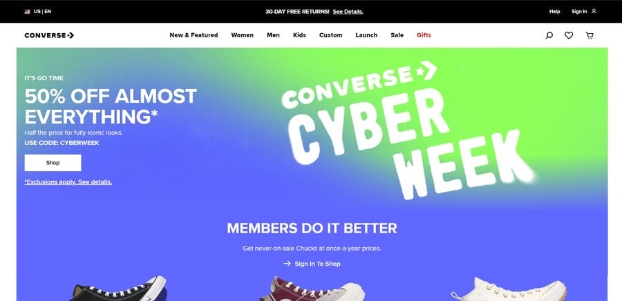 15 B2C eCommerce Best Practices To Increase Sales 7 Converse website screenshot