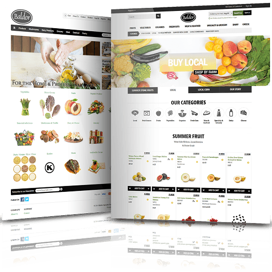 Image showing the before and after of Baldor Foods' website design