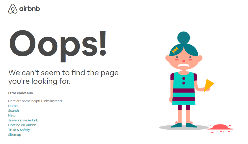 30 Best 404 Pages For 2026 Inspiration 14 A screenshot of Airbnb's 404 page