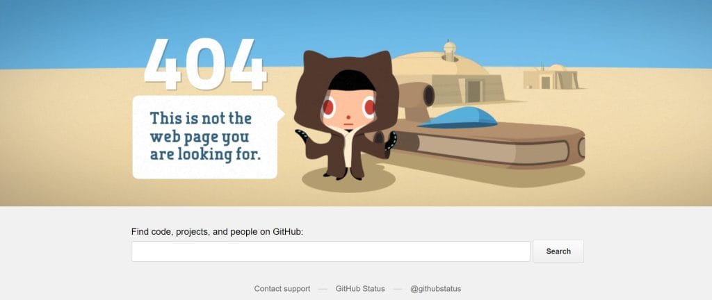 30 Best 404 Pages For 2026 Inspiration 8 A screenshot of GitHub's 404 page