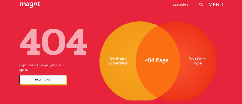 30 Best 404 Pages For 2026 Inspiration 18 A screenshot of Magnt's 404 page