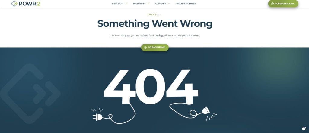 30 Best 404 Pages For 2026 Inspiration 22 A screenshot of POWR2's 404 page