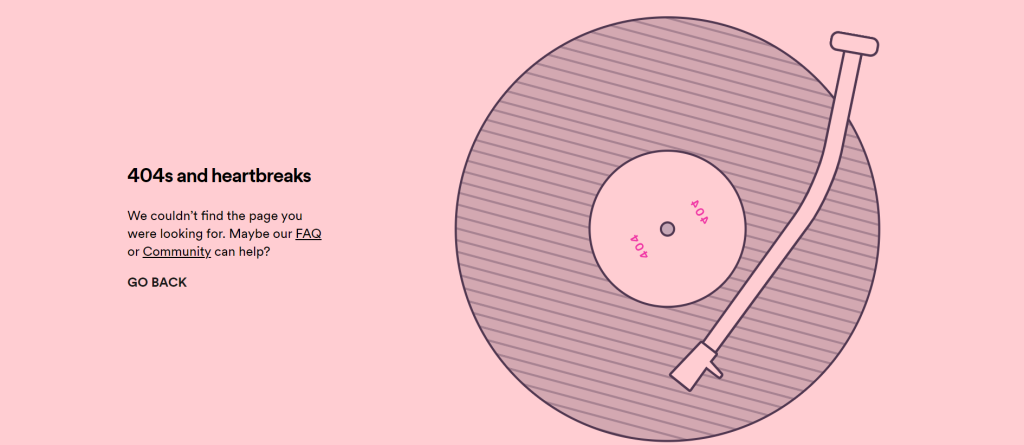 30 Best 404 Pages For 2026 Inspiration 21 A screenshot of Spotify's 404 page