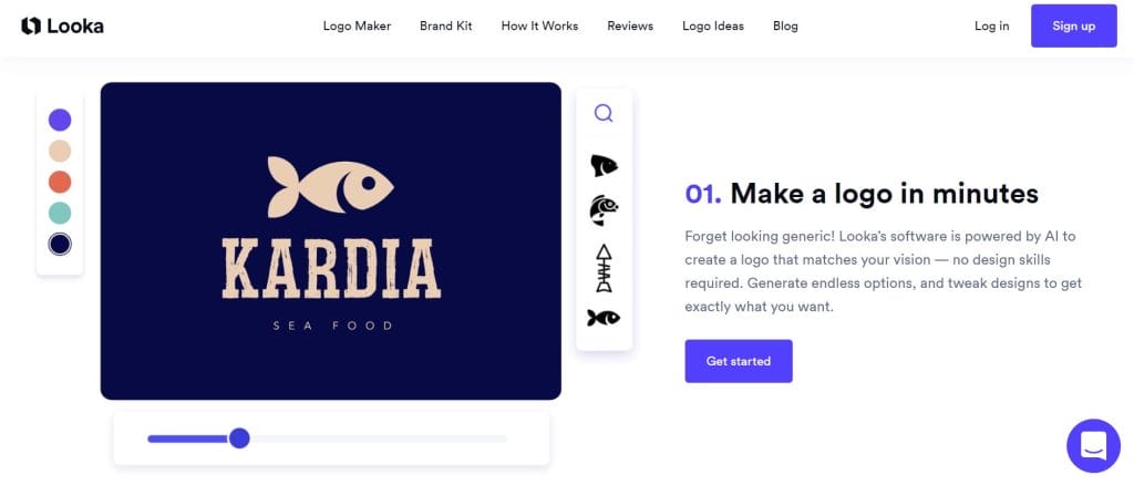 10 Best AI Logo Generators + Are They Worth It In 2025? 2 A screenshot of Looka's AI logo generator website
