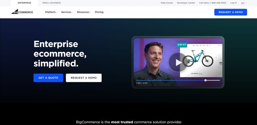 15 Best B2B eCommerce Platforms 8 BigCommerce website screenshot