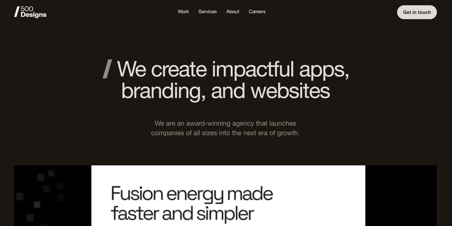 25 Best Branding Agencies In The USA In 2026 19 500 Designs website screenshot