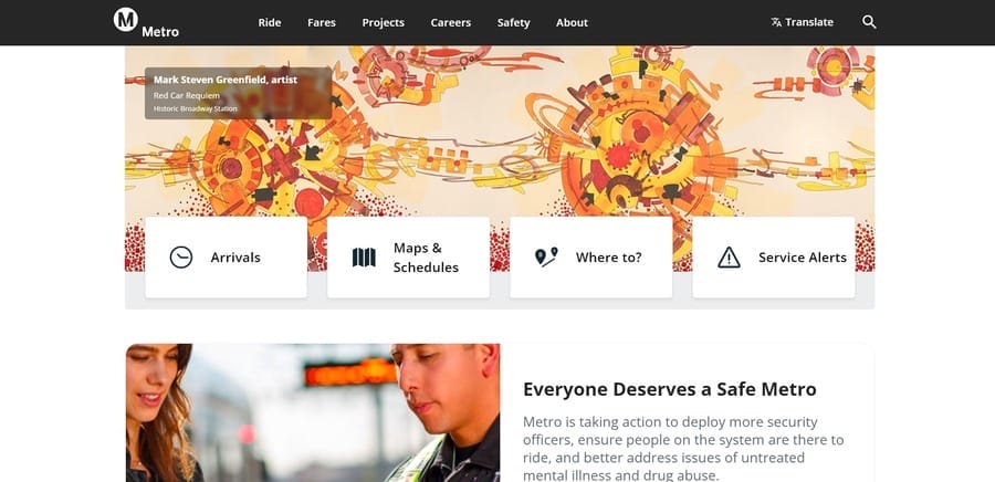 20 Best Font Pairs For Impressive Branding (With Examples) 23 Metro Los Angeles website screenshot