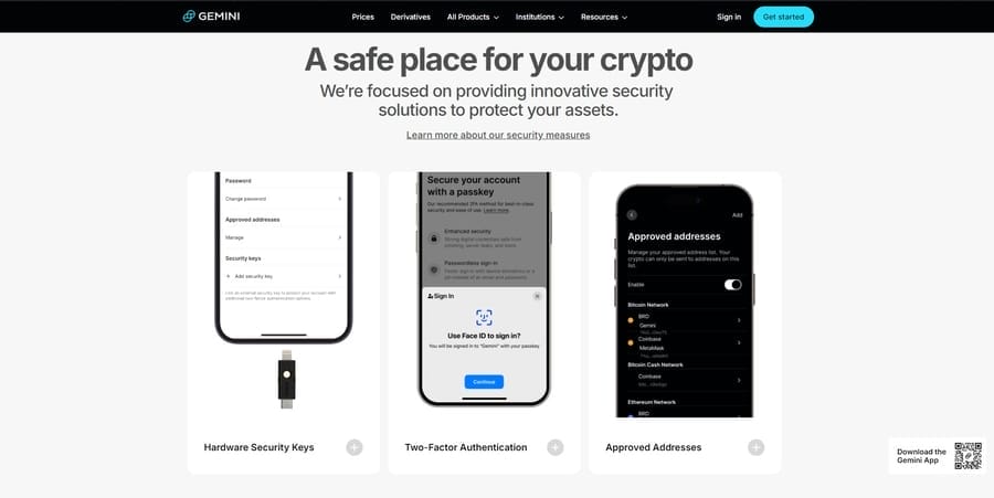 Top 13 Crypto Web Design Tips & Best Practices 3 Gemini website screenshot