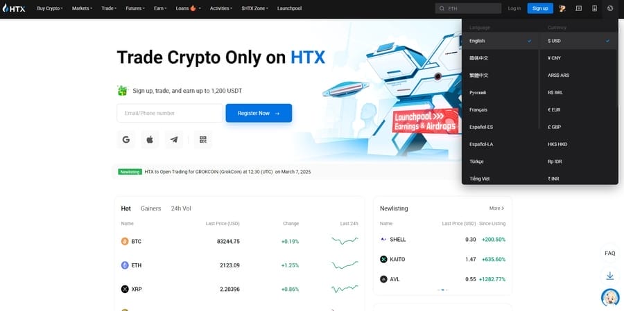 Top 13 Crypto Web Design Tips & Best Practices 11 HTX website screenshot