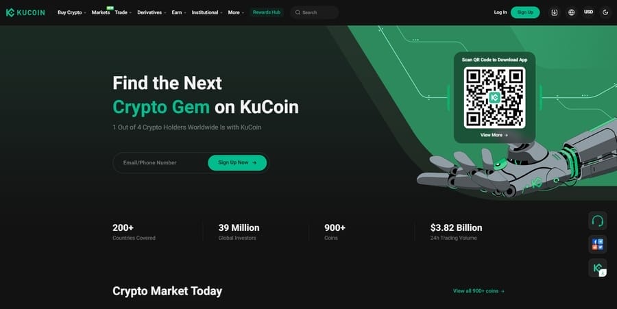 Top 13 Crypto Web Design Tips & Best Practices 5 KuCoin website screenshot
