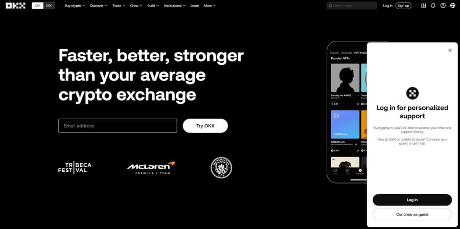 Top 13 Crypto Web Design Tips & Best Practices 9 OKX website screenshot
